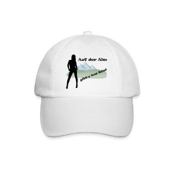 "Auf der Alm gibt's koa Sünd" by Claudia-Moda - Baseballkappe - Weiß/Weiß - Vorne