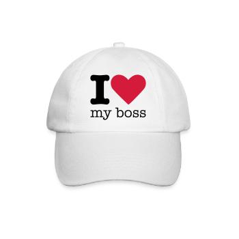 I Love My Boss - Baseballkappe - Weiß/Weiß - Vorne