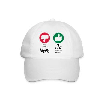 Nein heißt Nein + Daumen - Baseballkappe - Weiß/Weiß - Vorne