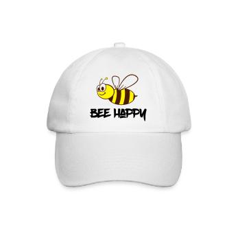 Biene Happy / Bee Happy - Baseballkappe - Weiß/Weiß - Vorne