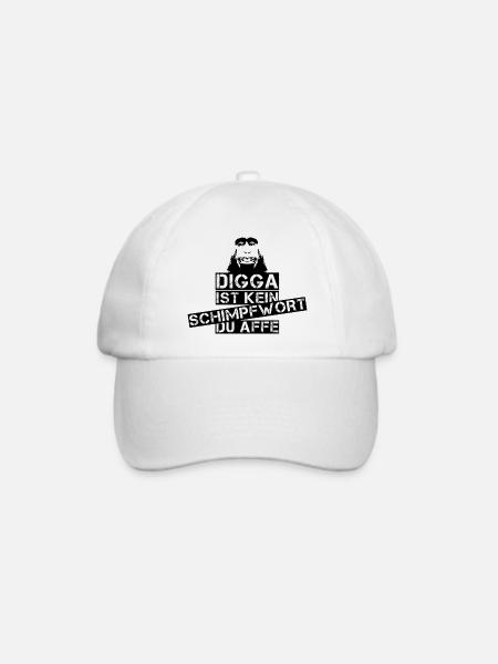 Digga ist kein Schimpfwort du Affe Spruch Sprüche - Baseballkappe - Weiß/Weiß