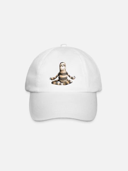 Süßes Yoga Faultier - Comic - Kunst - Fun - Baseballkappe - Weiß/Weiß