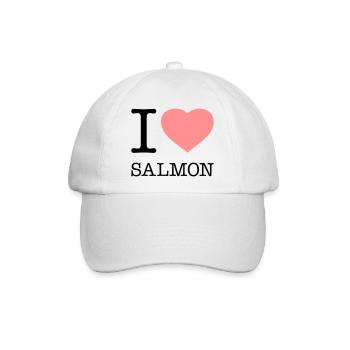 I LOVE SALMON Fisch Lachs - Baseballkappe - Weiß/Weiß - Vorne