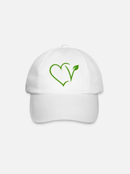 Vegan Herz - Baseballkappe - Weiß/Weiß