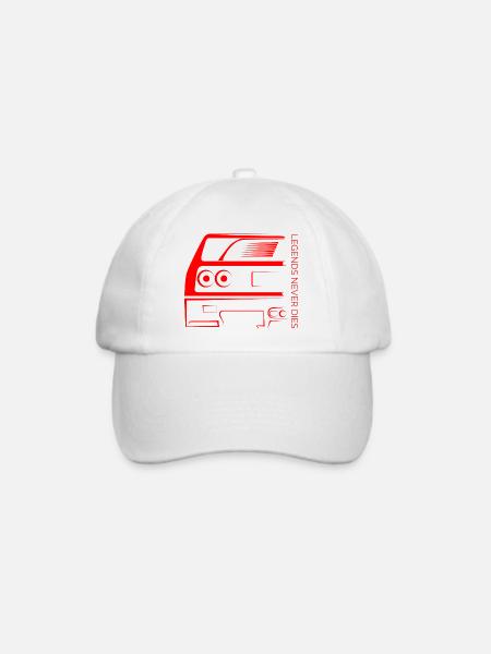 Legends Never Die – Retro Car Outline - Baseballkappe - Weiß/Weiß