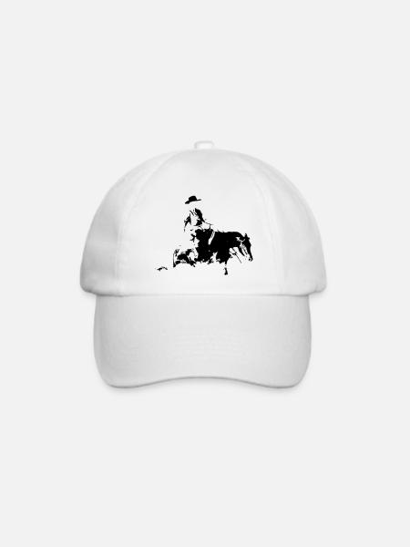 Sliding Stop Silhouette Reining Westernreiten - Baseballkappe - Weiß/Weiß