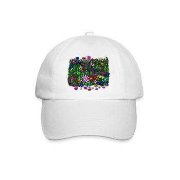 Blumenwiese: schöne, bunte Blumen - Baseballkappe - Weiß/Weiß - Vorne