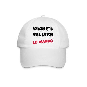 Mon coeur bat pour le Maroc - Baseballkappe - Weiß/Weiß - Vorne