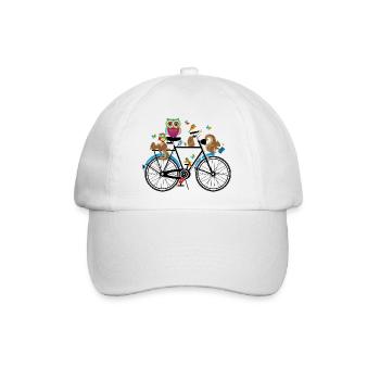 Waldtiere auf einem Fahrrad - Baseballkappe - Weiß/Weiß - Vorne