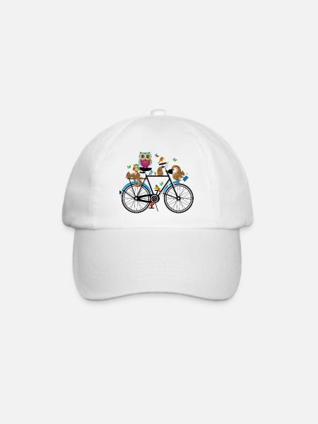 Waldtiere auf einem Fahrrad - Baseballkappe - Weiß/Weiß