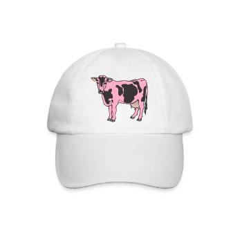 Kuh Rind Milchkuh rosa Bauernhof - Baseballkappe - Weiß/Weiß - Vorne
