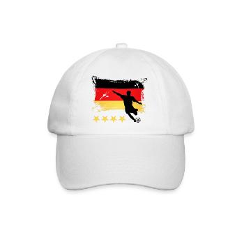 Fußball Deutschland - 4 Sterne - Baseballkappe - Weiß/Weiß - Vorne