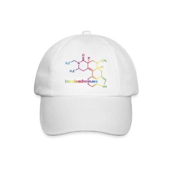LSD Strukturformel bunter Regenbogen Drogen Rausch - Baseballkappe - Weiß/Weiß - Vorne
