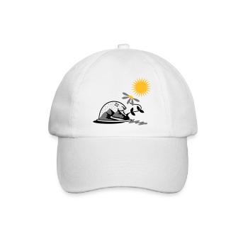 Schneekugel mit Sonnenblume und Sonne - Baseballkappe - Weiß/Weiß - Vorne