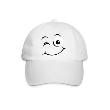 Emoticon Glückliches Gesicht - Baseballkappe - Weiß/Weiß - Vorne