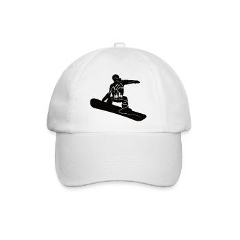 Snowboard Sprung Skipiste Berge für Snowboarder - Baseballkappe - Weiß/Weiß - Vorne