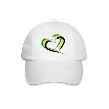 Herz Bürste Flagge Jamaika - Baseballkappe - Weiß/Weiß - Vorne
