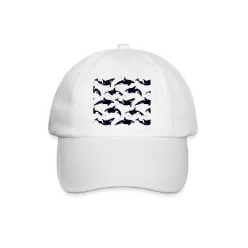 Schwarzweiße Orca Mustermuster - Baseballkappe - Weiß/Weiß - Vorne