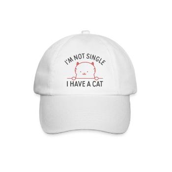 Ich bin nicht Single Ich habe eine Katze - Baseballkappe - Weiß/Weiß - Vorne