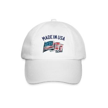 Made in USA Vereinigte Staaten US Flagge - Baseballkappe - Weiß/Weiß - Vorne