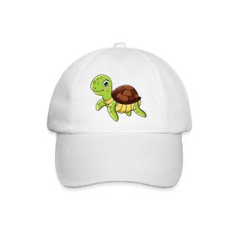 Schildkröte Cartoon - Baseballkappe - Weiß/Weiß - Vorne