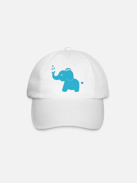 Elefant blau - Baseballkappe - Weiß/Weiß