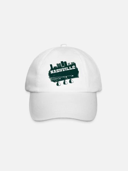 Nashville Gitarre country music citygeschenk - Baseballkappe - Weiß/Weiß