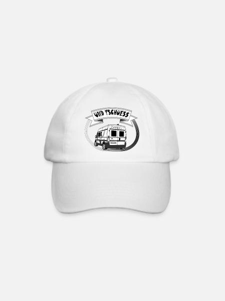 Kastenwagen von hinten "Und Tschuess" weiß - Baseballkappe - Weiß/Weiß