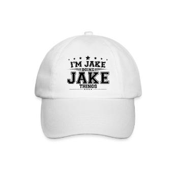 Ich bin Jake, der Jake Dinge macht - Baseballkappe - Weiß/Weiß - Vorne