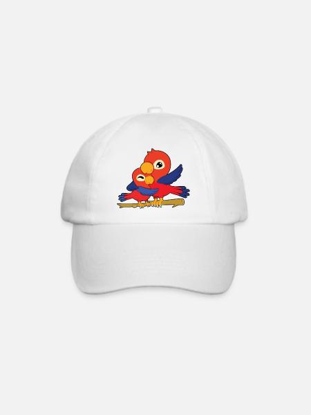 Papagei Familie Umarmen - Baseballkappe - Weiß/Weiß