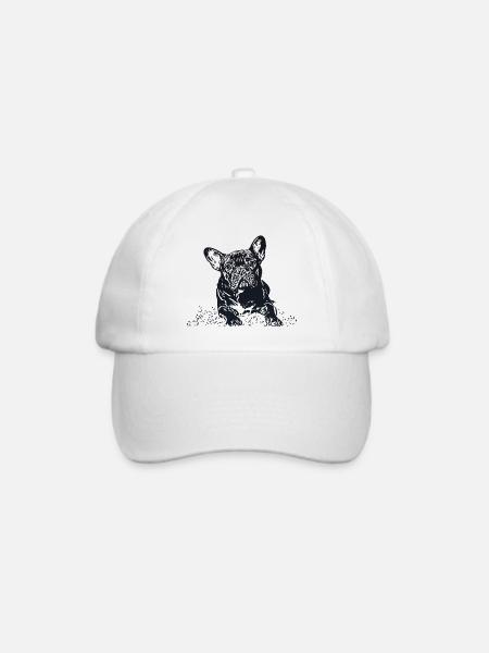 Französische Bulldogge - Baseballkappe - Weiß/Weiß