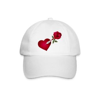 Dart Pfeil mit Rose und Herz als Zielscheibe - Baseballkappe - Weiß/Weiß - Vorne