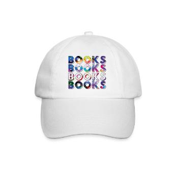 Bücher, Bücher, Bücher, Bücher bunt - Baseballkappe - Weiß/Weiß - Vorne