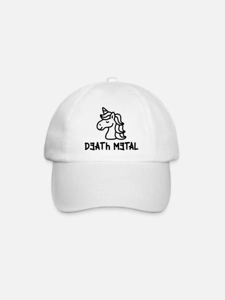Farbe änderbar | Death Metal Einhorn Musik - Baseballkappe - Weiß/Weiß