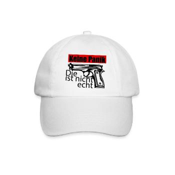 Keine Panik ! Die ist nicht echt. - Knarre - Gun - Baseballkappe - Weiß/Weiß - Vorne
