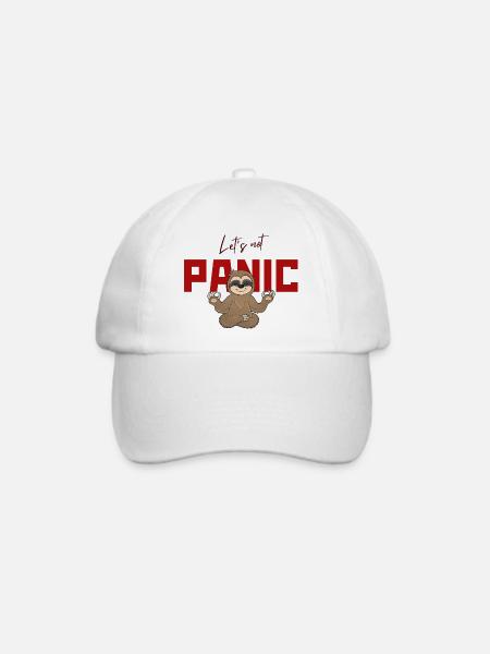 Let's Not Panic - Lustiges Faultier Design - Baseballkappe - Weiß/Weiß