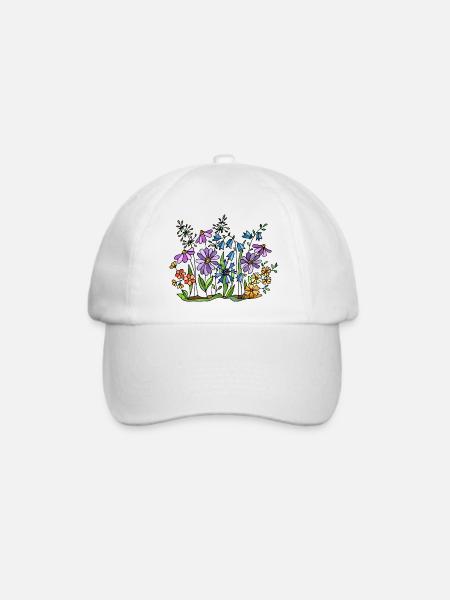 Blumen - Baseballkappe - Weiß/Weiß