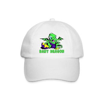 Baby Dragon einzigartige Kunst - Baseballkappe - Weiß/Weiß - Vorne