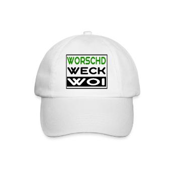 Worschd Weck Woi Wurst Brötchen Wein Pfalzshirt - Baseballkappe - Weiß/Weiß - Vorne