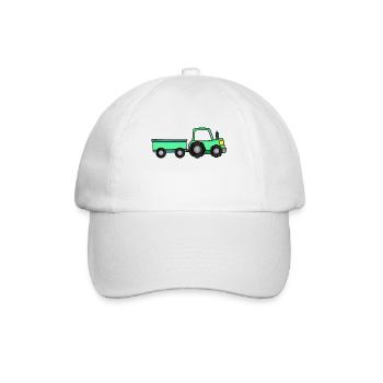 Traktor mit Anhänger - Baseballkappe - Weiß/Weiß - Vorne