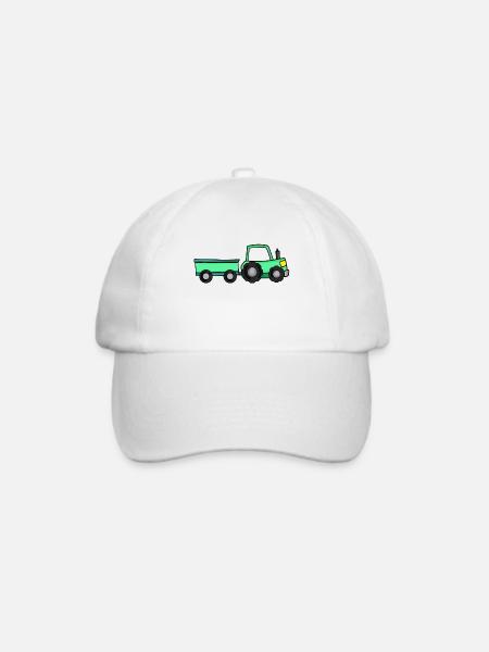 Traktor mit Anhänger - Baseballkappe - Weiß/Weiß