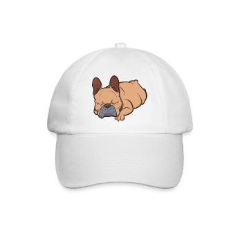 Schlafende Französische Bulldogge Faulenzer - Baseballkappe - Weiß/Weiß - Vorne