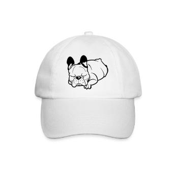 Schlafende Französische Bulldogge Faulenzer - Baseballkappe - Weiß/Weiß - Vorne