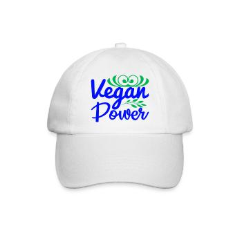 Vegan Power - Baseballkappe - Weiß/Weiß - Vorne