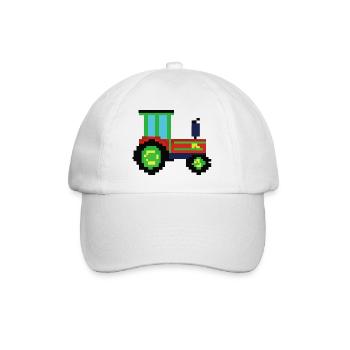 Traktor verpixelt Geschenkidee Pixel Traktor - Baseballkappe - Weiß/Weiß - Vorne