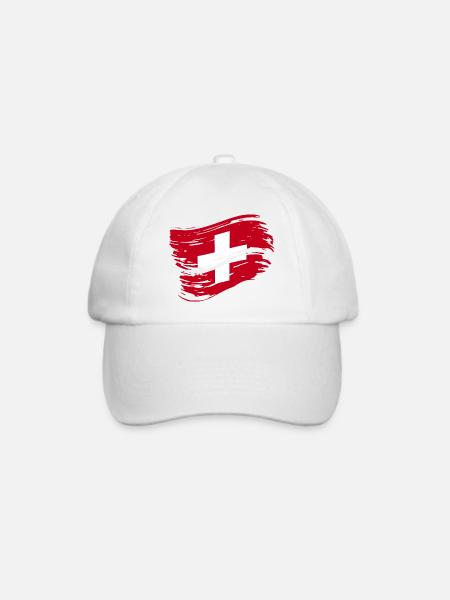 Schweiz Fahne - Schweizer Flagge - Baseballkappe - Weiß/Weiß