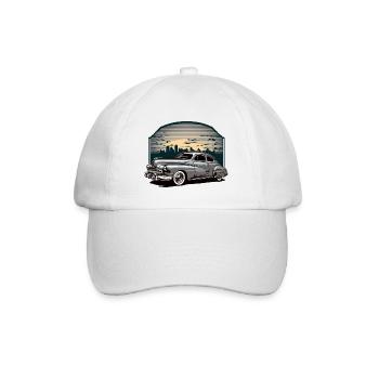 Oldtimer Usa Vintage Rock n Roll Skyline - Baseballkappe - Weiß/Weiß - Vorne