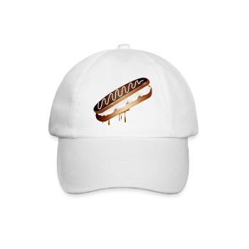 Illustration eines gefüllten Eclairs mit Sahne - Baseballkappe - Weiß/Weiß - Vorne