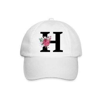 Buchstabe h blumig - Baseballkappe - Weiß/Weiß - Vorne
