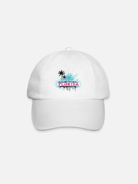 Florida USA Miami Amerika Sommer Palmen Strand - Baseballkappe - Weiß/Weiß